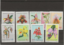 POLOGNE - SERIE ORCHIDEES N° 1463 A 1470 NEUF SANS CHARNIERE -ANNEE 1965 - Neufs