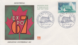 Envelopppe  FDC    FRANCE   Exposition  Universelle  De  MONTREAL   Oblitération  De  L' Exposition   1967 - 1967 – Montreal (Kanada)