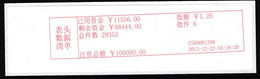 CHINA CHINE CINA 2013.12.22 METER STAMP 表头数据清单 Header Data List - Other & Unclassified