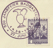 ÖSTERREICH SONDERSTEMPEL 1936 500 JAHRFEIER BADGASTEIN 27. JUNI 1936 In VIOLETT - Máquinas Franqueo (EMA)