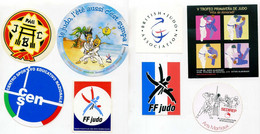 6 Autocollants Judo Club Fédération France British Italia - Martial Arts
