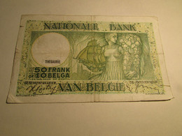 Banque National De Belgique, 50 Frank, 10 Belga,    1938 - 50 Franchi