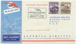 ÖSTERREICH AUA ERSTFLUG 1959 WIEN – KAIRO, Ägypten (Stempel-Nr. 1), AUA SST - Eerste Vluchten