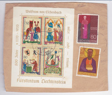 1970-Liechtenstein Frammento Con Foglietto S.4v."8 Centenario Della Nascita Di Von Eschenbach" + 2 Valori. - Sonstige & Ohne Zuordnung