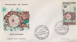 Enveloppe  FDC  1er  Jour   CONGO    Unité   Nationale     1965 - FDC