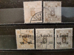 ISLANDE - 1876/1901 N° 3A O -  5 O - 10A O - 11 O - 12A * - à 8% Côte (voir Scan) - Other & Unclassified