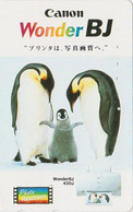 TC JAPON / 110-011 - ANIMAL OISEAU - MANCHOT EMPEREUR & Bébé ** PHOTO CANON ** - EMPEROR PENGUIN BIRD JAPAN PC - BE 5461 - Pingouins & Manchots