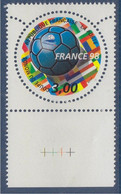 France 98 Coupe Du Monde De Football, Ballon, Timbre Rond N°3139 Neuf Bord De Feuille Avec Repère Croix Couleur - Autres & Non Classés
