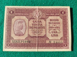 Italia Cassa Veneta Prestiti 1 Lira 1918 - Ocupación Austriaca De Venecia