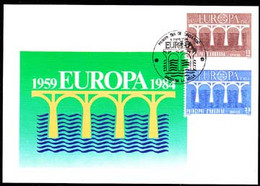 ANDORRA (1984) Stylized Bridge. Maximum Card With Thematic Cancel. Scott Nos 162-3. - Other & Unclassified