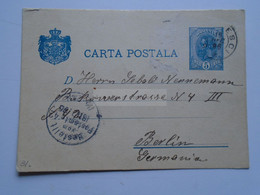 D176937  ROMANIA  Postal Stationery  5  Bani  Cancel 1896  Bucuresti   -Franz Moravetz  - Sent To  Berlin  Nennemann - Briefe U. Dokumente