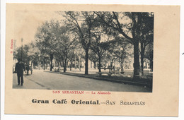 CPA ESPAGNE Rare Carte SAN SEBASTIAN La Alameda Publicité Gran Café Oriental - Guipúzcoa (San Sebastián)