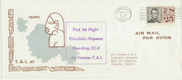 FRENCH POLYNESIA 1961 FF HONOLULU HAWAII – PAPEETE Tahiti, FRENCH POLYNESIA - Luchtpostbladen