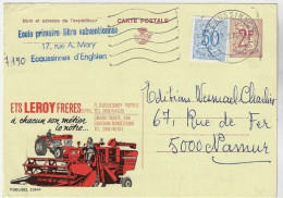 Belgium 1971 Postal Stationery Card Publibel No. 2354 F Agriculture Leroy Tractor Harvester From Ecaussinnes To Namur - Agriculture