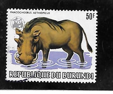 TIMBRE OBLITERE DU BURUNDI DE 1982 SURCHARGE WWF N° MICHEL 1603 - Usati