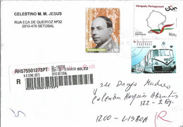 Portugal Registered Cover With Train Stamp - Brieven En Documenten