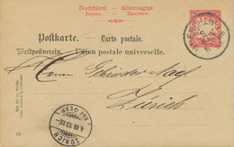 BAYERN 1892 10 Pf Wappen-GA P23z Von MÜNCHEN (Helbig Nr. 10) Nach ZÜRICH Schweiz - Postal  Stationery