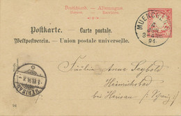 BAYERN 1894 10 Pf Wappen-GA P23x Von MÜNCHEN (Helbig Nr. 9) Nach HERISAU Schweiz - Postal  Stationery