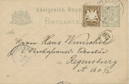 BAYERN 1900 2 Pf Wappen-GA P49/01 Von MUENCHEN 2. B.P. (Helbig Nr.12) REGENSBURG - Postal  Stationery