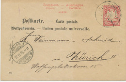 BAYERN 1900 10 Pf Wappen-GA P23x SULZBRUNN (MARKT SULZBERG) N ZÜRICH 1, Schweiz - Postal  Stationery