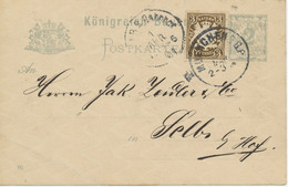 BAYERN 1901 2 Pf Wappen-GA P49/02 + 3 Pf Zusatzfrankatur (ABART) MUENCHEN2.B.P - Postal  Stationery