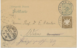 BAYERN 1904 2 Pf Wappen-GA P65/01 + 3 Pf Zusatzfrankatur (ABART) MUENCHEN 36. - Postal  Stationery