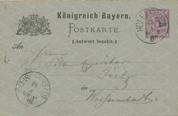 BAYERN "HOLENBRUNN" K1 Auf 5 Pf GA-ANTWORTTEIL-Postkarte 1888 Nach WEISSENSTADT - Postal  Stationery