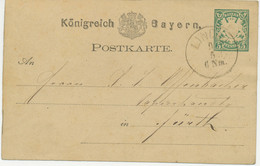 BAYERN "LINDAU" K1 (Helbig Nr. 3 10 Punkten) A. 5 Pf. GA (ABART) N. FÜRTH, 1877 - Postal  Stationery