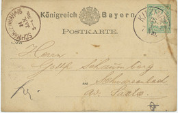 BAYERN "SCHWARZENBAH A/S" K1 (SCHWARZENBACH A/D SAALE) STEMPELFEHLER 5Pf GA 1877 - Postal  Stationery