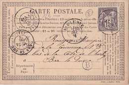 22800# SAGE CARTE PRECURSEUR BOITE RURALE B VADONVILLE Obl LEROUVILLE 1876 T17 MEUSE - Vorläufer