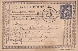 22801# SAGE CARTE PRECURSEUR BOITE RURALE C MECRIN Obl LEROUVILLE 1877 T17 MEUSE - Cartes Précurseurs