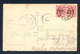 ITALY - Postcard Franked With Provisional Stamps For Dalmatia, Sent From Zara To Wien 1920. Postcard Censored. - Dalmatia