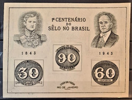 BRASIL 1943 - MNH - Block 6 - 1e Centenario Do Selo No Bresil - Blocs-feuillets