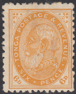 Tonga 1886-92 Unused Sc #4 6p King George I Perf 12 X 11.5 - Tonga (...-1970)