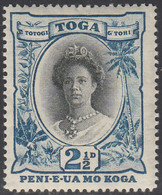 Tonga 1920-35 MH Sc #57 2 1/2p Queen Salote Blue & Black - Tonga (...-1970)