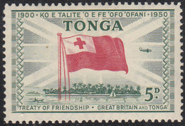Tonga 1951 MH Sc #98 5p Flag Of Tonga, Island Scene - Tonga (...-1970)