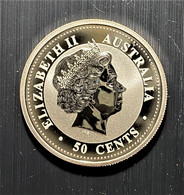 AUSTRALIA 2000 ARGENTO 1/2 ONCIA  50 CENTS  DRAGON  FDC RARE - Silver Bullions