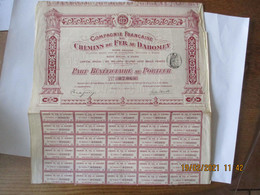 COMPAGNIE FRANCAISE DE CHEMINS DE FER AU DAHOMEY PART BENEFICIAIRE AU PORTEUR PARIS LE 1er JANVIER 1913 - Sin Clasificación