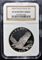 STATI UNITI 2008  1$  BALD EAGLE SILVER  DOLLAR COIN 1 OZ. 1 ONCIA NGC PF69 ULTRA CAMEO EXCELLENT - 2000-…: Sacagawea