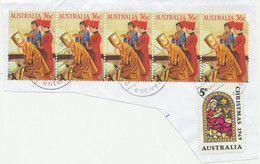 AUSTRALIA Christmas 1969 5C + 1986 36C (strip Of 5) GERMAN POSTMARK Nachträglich Entwertet - Gebruikt