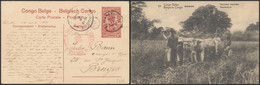 Congo Belge - EP Au Type 10ctm Rouge Palmier + Vue N°50 Expédié De Elisabethville > Bruges + Croix Rouge De Ypres - Enteros Postales