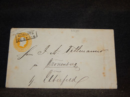 Germany Prussia 1800's Görlitz 3g Yellow Stationery Envelope To Elberfeld__(3370) - Enteros Postales
