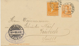 ARGENTINIEN 1895, 3 C Orange Rivadavia Kab.-GA-Postkarte M. Bildgleicher Marke 3 C   Als Zusatzfrank., Fingerhut-K1 - Brieven En Documenten