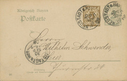 BAYERN "NEUSTADT A. Hdt" K1 Auf 3 + 2 Pf AH-GA-Postkarte 1906 Als Ortskarte Gel. - Postal  Stationery