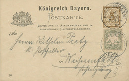 BAYERN "REGENSBURG 2.Bhf." (Helbig Nr. 16) 3Pf GA-ORTS-Postkarte N.WEISSENSTADT - Postal  Stationery