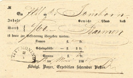 BAYERN 1865, "TITTMONING" HKS Kab.-Fahrpost-Aufgabe-Schein, Scheingebühr 3 Kr. - Briefe U. Dokumente
