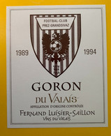 18334 - Football-Club Prez-Grandsivaz 1989 - 1994 Goron Du Valais Fernand Luisier - Fussball