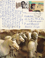 CHARIOT-HORSES FIGURES... - CARTE POSTALE VOYAGÉE à BUCAREST / ROMANIA Avec TIMBRES De CHINE / CHINA STAMPS (ag627) - Briefe U. Dokumente