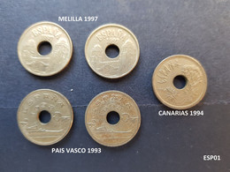 (pi) (ESP01) Pièces ESPAGNE 1993-94-97 CANARIAS MELILLA PAIS VASCO PAYS BASQUE - 25 Pesetas