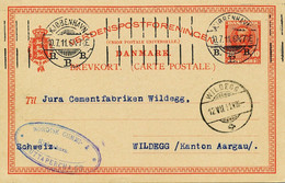 DÄNEMARK 1909/13 10 Ö König Frederik, Fünf Kab.-GA-Postkrt. N. Bayern/Schweiz - Lettres & Documents